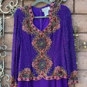 adrianna papell 90s dress Vintage Adrianna Papell Blue Sequin Dress